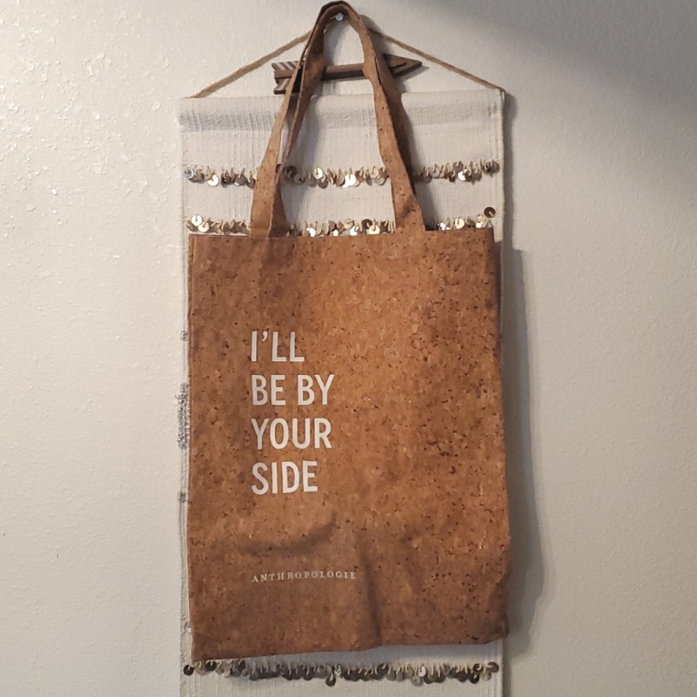 Anthropologie Cork Shimmer Tote Bag, I'll Be By Your Side Collector Item!